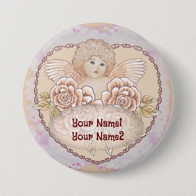 Cherub Angel Heart Button (Front)