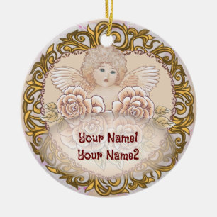 Cherub Angel Heart Ceramic Ornament