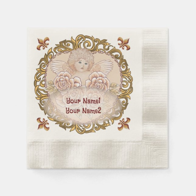 Cherub Angel Heart Napkins (Front)