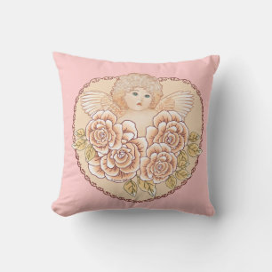 Cherub Angel Heart Throw Pillow