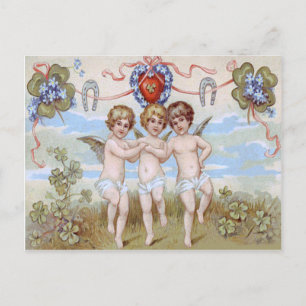 Cherub Angel Horseshoe Shamrock Postcard