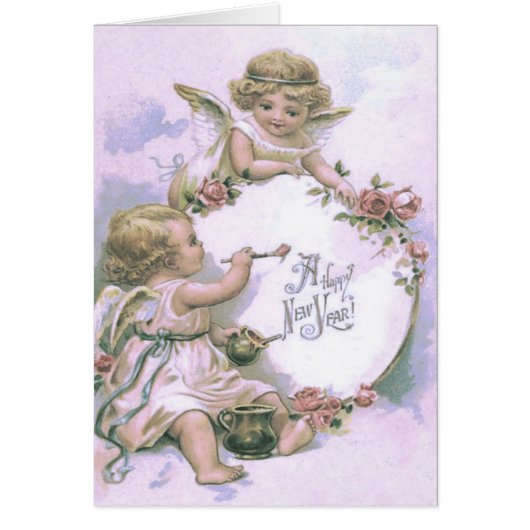 Cherub Angel Painting Rose Egg Cards (Front)