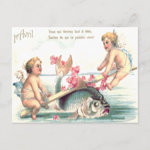 Cherub Angel See_Saw Fish Postcard