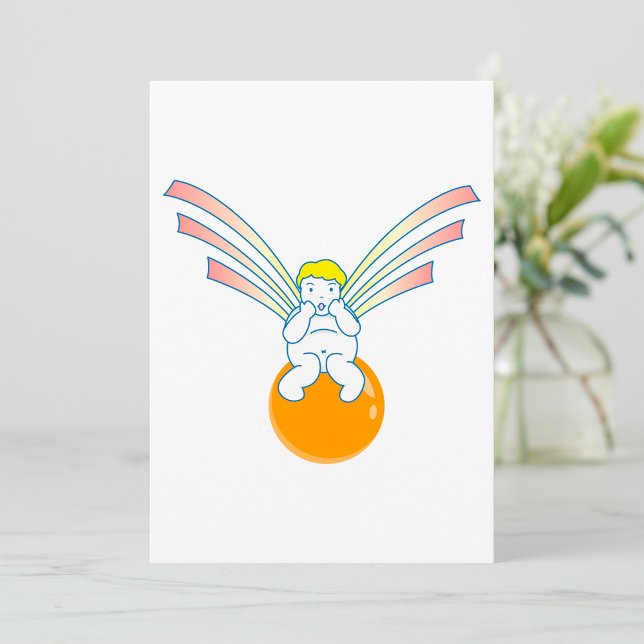 Cherub Angel Sitting on Orange Sphere Invitation (Creator Uploaded)