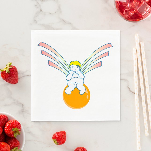 Cherub Angel Sitting on Orange Sphere Napkins (Creator Uploaded)