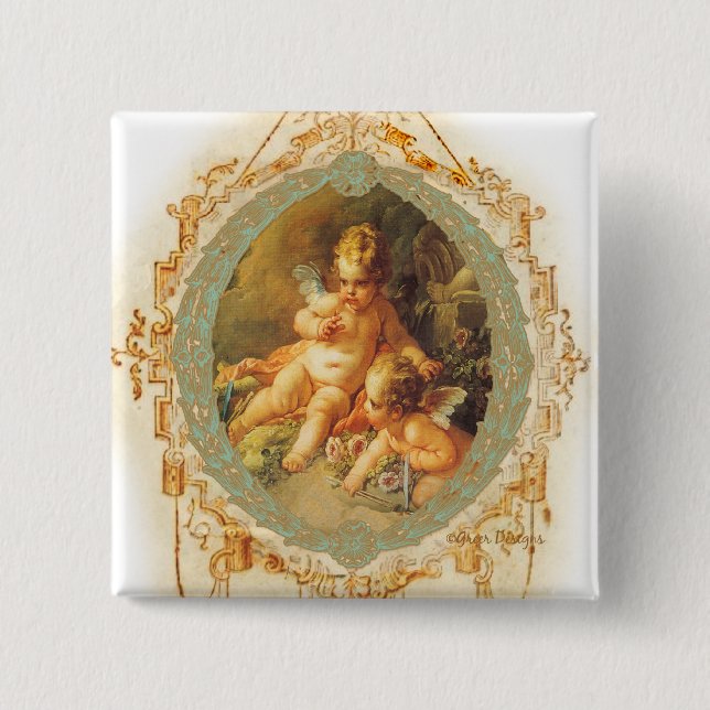 Cherub Angel Vintage French Design Pinback Button (Front)