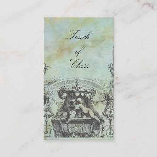 Cherub Angels French Architecture Green Business Card