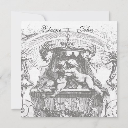 Cherub Angels French Architecture  Invitation