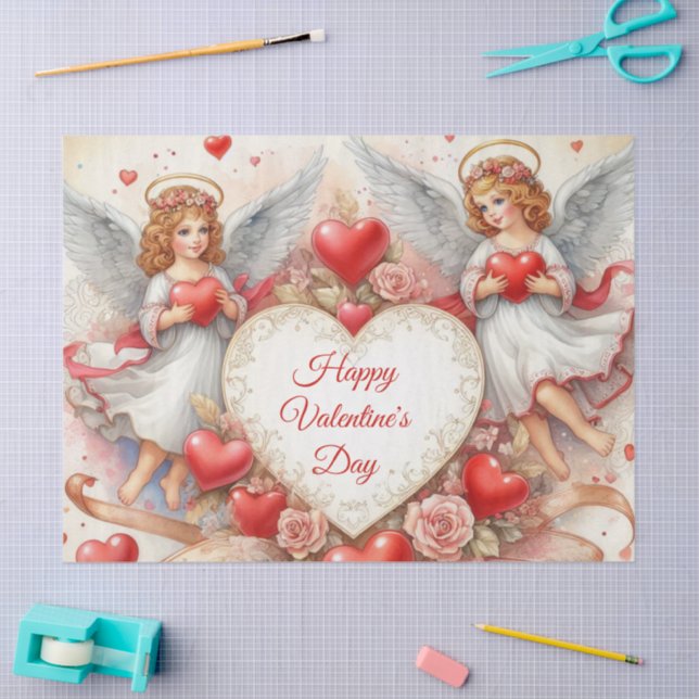 Cherub Angels Valentines Day  Tissue Paper (Craft)