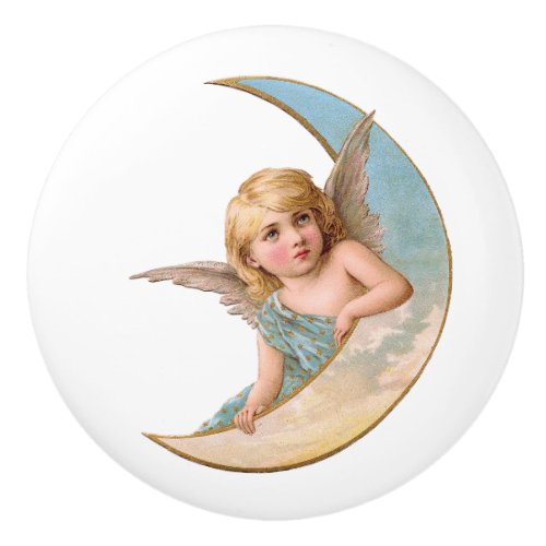 Cherub Blue Ceramic Pull