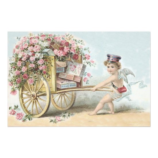 Cherub Cupid Mail Rose Candy Cart Photo Print