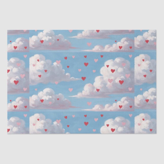 Cherub & cupids love aftermath. Hearts in the sky Tissue Paper (Front)
