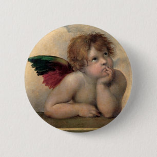Cherub from Sistine Madonna by Raphael Button