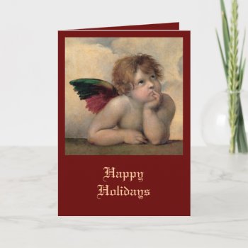 Cherub From Sistine Madonna By Raphael Holiday Card by Ladiebug at Zazzle