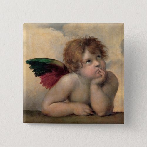 Cherub from Sistine Madonna by Raphael Pinback Button