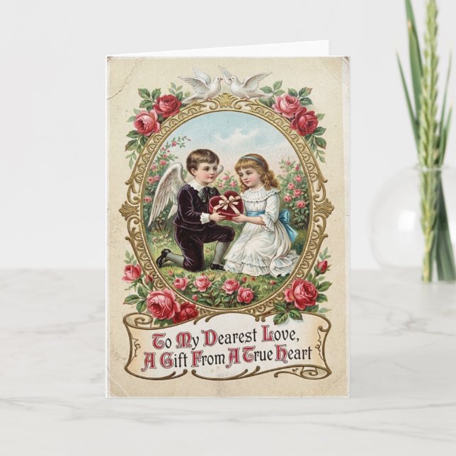Cherub Love Gift Vintage Style Card (Front)