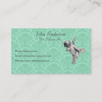 Cherub Messenger And Wallpaper Business Card by VintageFactory at Zazzle