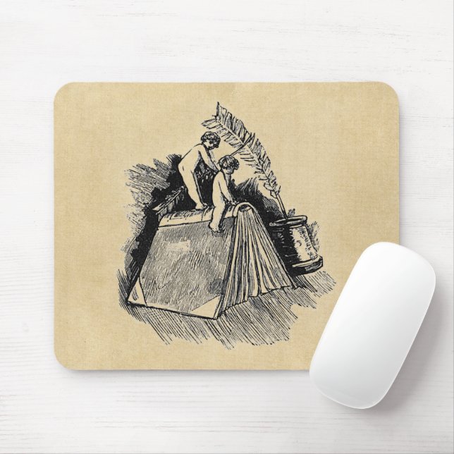 Cherub on Writing Desk Mouse Pad (With Mouse)