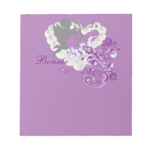 Cherub Pearls Floral Heart Small Note Pad
