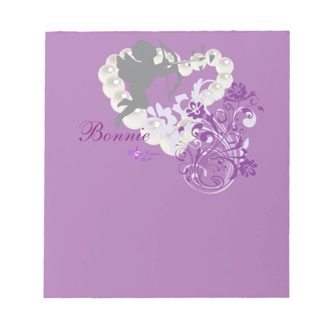 Cherub Pearls Floral Heart Small Note Pad (Front)
