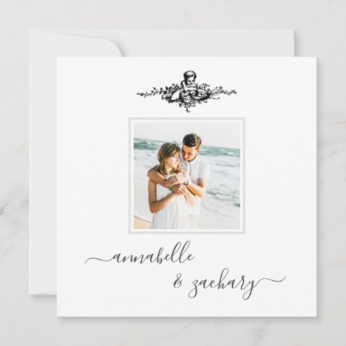  Cherub Rings QR PHOTO AR6 RSVP Wedding Invitation