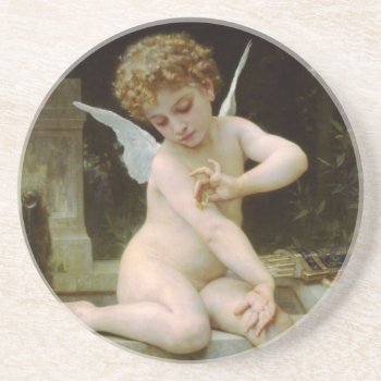 Cherub With A Butterfly Drink Coaster by stargiftshop at Zazzle