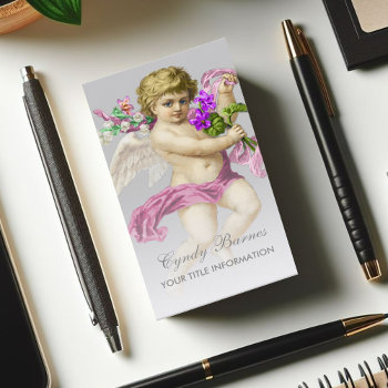 Cherub With Pink Sash On Any Color Business Card by TailoredType at Zazzle