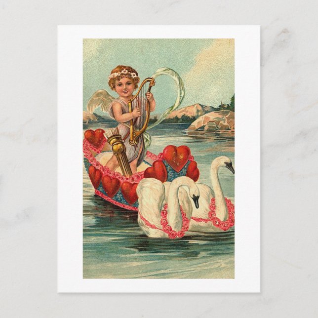 Cherub with Swan Boat Postcard (Front)