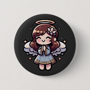 Cherubic Anime Angel - angelic, kawaii, Button