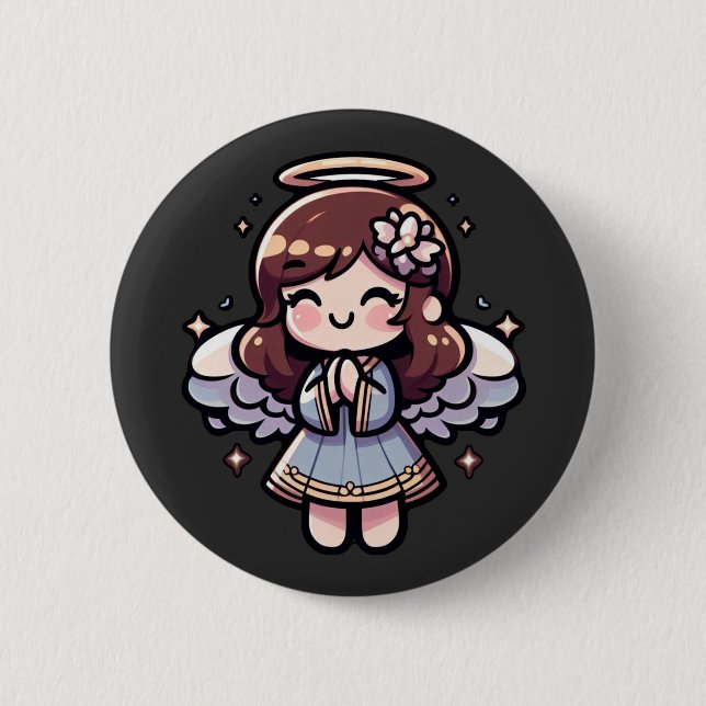 Cherubic Anime Angel - angelic, kawaii,  Button (Front)