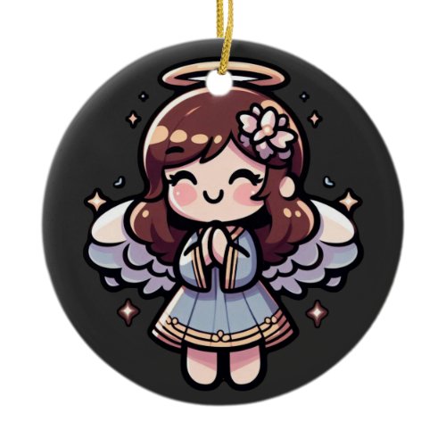 Cherubic Anime Angel - angelic, kawaii,  Ceramic Ornament