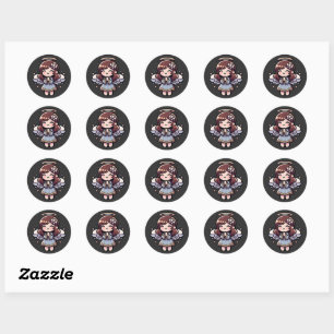 Cherubic Anime Angel - angelic, kawaii, Classic Round Sticker