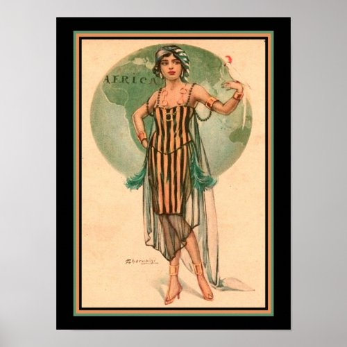 Cherubini Art Deco Traveling Girl Poster