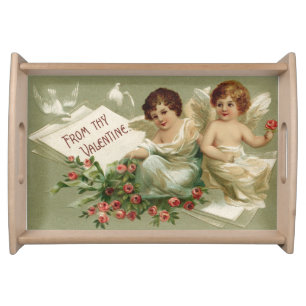 Cherubs and Roses Valentine Serving Tray