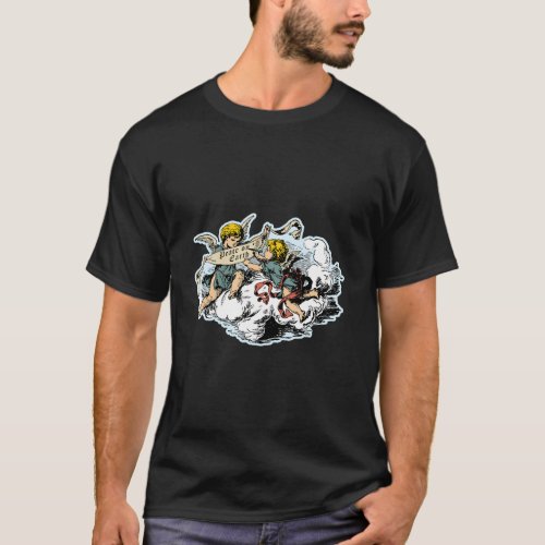 Cherubs Angels Peace On Earth With Clouds Inspirat T_Shirt
