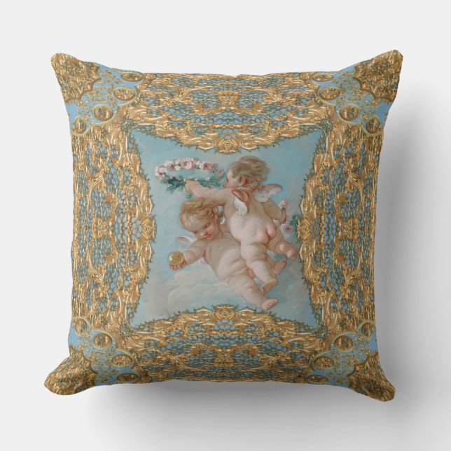 Cherubs at Play Throw Pillow (Front)