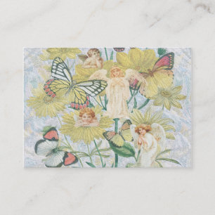 Cherubs, Butterflies and Flowers in Yellow Business Card