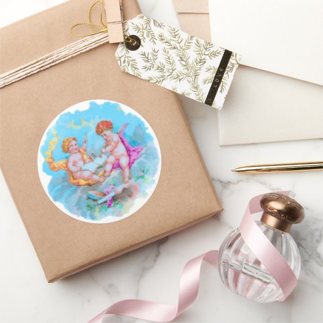 Cherubs. Classic Round Sticker (Gifting)