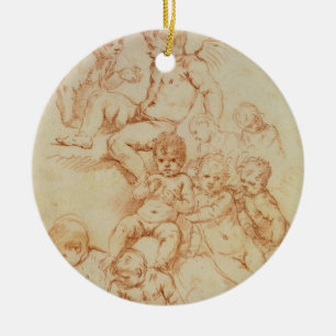 Cherubs, early 17th century (red chalk on paper) ceramic ornament
