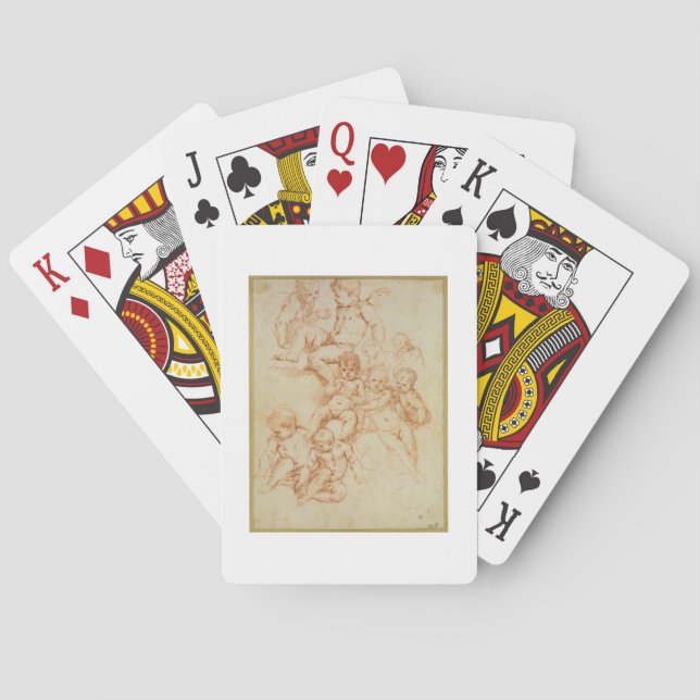 Cherubs, early 17th century (red chalk on paper) poker cards (Back)