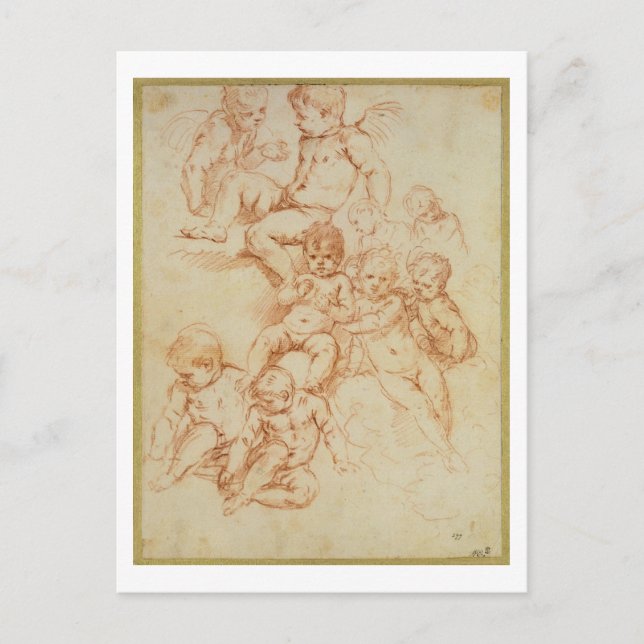 Cherubs, early 17th century (red chalk on paper) postcard (Front)