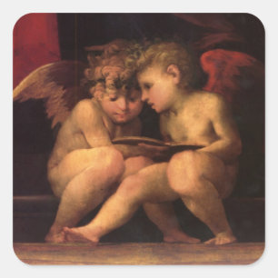 Cherubs from Madonna Enthroned with Four Saints Square Sticker