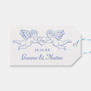 Cherubs Holding Heart Couple Cupids Initials Gift Tags