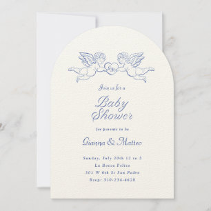 Cherubs Holding Heart Couples Baby Shower Invitation