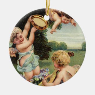 Cherubs Playing Music Collectible Holiday Ornament