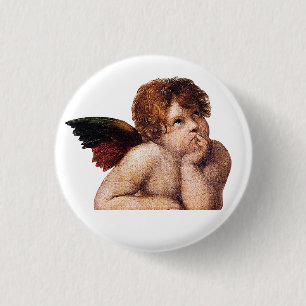 Cherubs, winged Angels painting by Raffael  Button