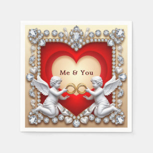 Cherubs With Rings For Romantic Wedding Celebratio Napkins