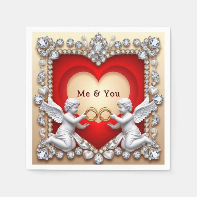 Cherubs With Rings For Romantic Wedding Celebratio Napkins (Front)