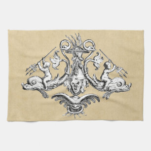 Cherubs with Tridents on Dolphins Towel