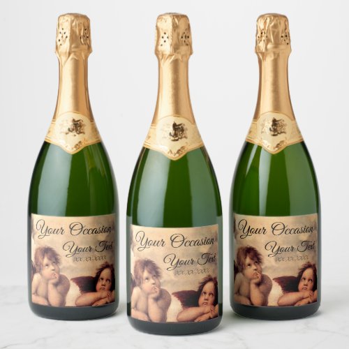 Cherubs Your Occasion and Text Sparkling Wine Label